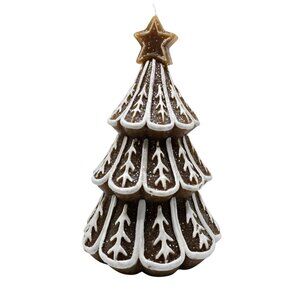 Ashland Gingerbread Christmas Tree Unscented Candle w. Frosted Icing Detail NEW